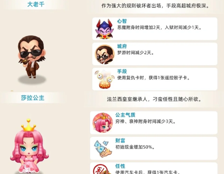 大富翁10人物天赋都是什么